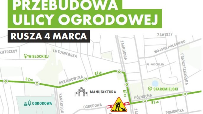 Remont ul. Ogrodowej - mapa objazdu Remont ul. Ogrodowej - mapa objazdu