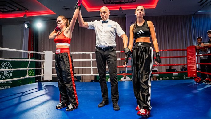 - Julia Marciniak na ringu po wygranej walce