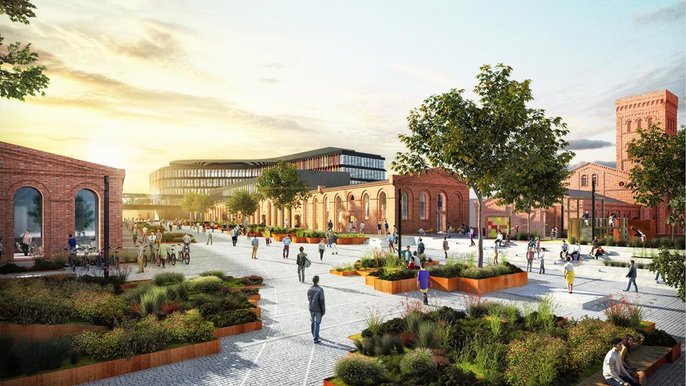 Wizualizacja Textorial Park II na Księżym Młynie Wizualizacja Textorial Park II na Księżym Młynie - mat. prasowe