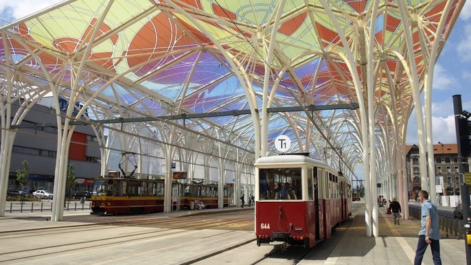 Tramwaj Linii T na Przystanku Centrum - fot. Archiwum UMŁ